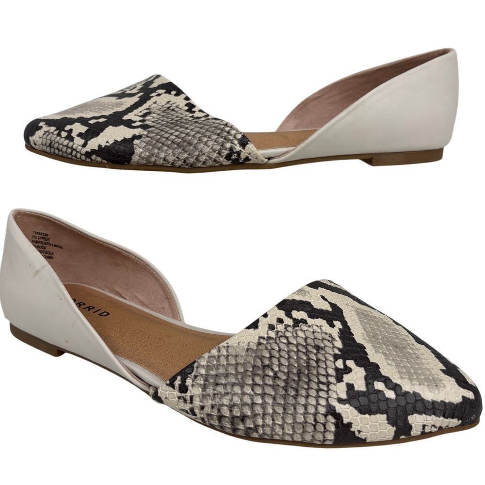 Torrid Ballet Flat Womens Size 9 Wide Snake Reptile D'Orsay Slip On Faux Leather